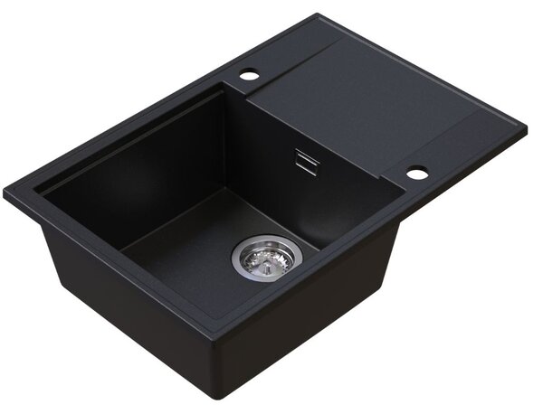Chiuvetă de bucătărie din granit Sink Quality Sink55, 680x460x215 mm, neagră cu puncte aurii, SKQ-SINK.L.1KDO