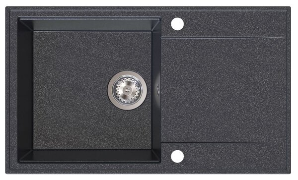 Chiuvetă de bucătărie din granit Sink Quality Sink55 780x460x215 mm + sifon cromat, negru pătat, SKQ-SINK.B.1KDOL.X
