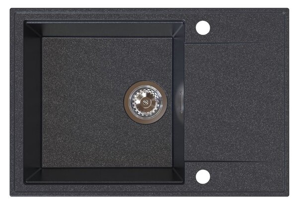 Chiuvetă de bucătărie din granit Sink Quality Sink55 680x460x215 mm + sifon cromat, negru pătat, SKQ-SINK.B.1KDO.X
