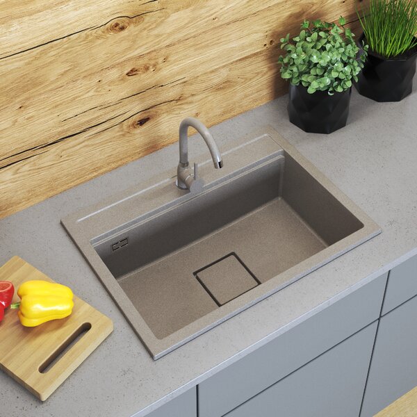 Chiuvetă din granit Gamma Quadro 7050 cu 1 compartiment, 700x500x220 mm, bej, GMA-ZLE000235