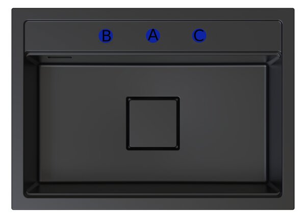 Gamma Quadro 7050, chiuvetă din granit cu 1 compartiment 700x500x220 mm, gri, GMA-ZLE000240