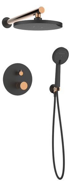 Invena Moonlight, set de duș încastrat, 2 funcții, negru-auriu-roz, INV-BS-77-014-V