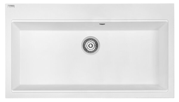 Laveo Tau, chiuvetă din granit cu 1 compartiment 900x500x215 mm, albă, LAV-SBT_B109
