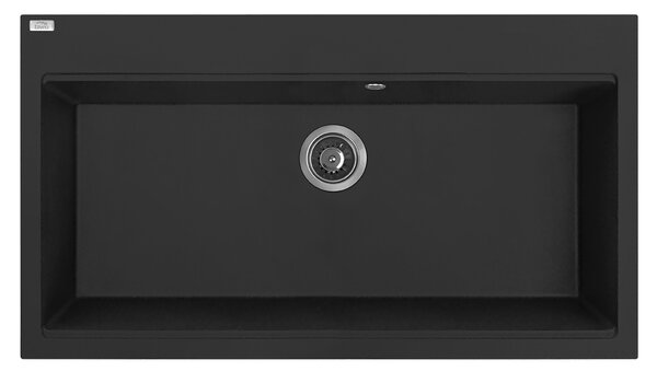 Laveo Tau, chiuvetă din granit cu 1 compartiment 900x500x215 mm, neagră, LAV-SBT_B109