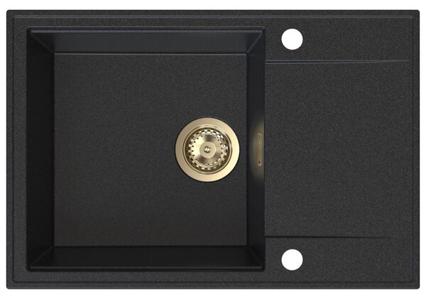 Chiuvetă de bucătărie Sink Quality Sink55, granit 680x460x215 mm + sifon auriu, grafit, SKQ-SINK.G.1KDO.XG