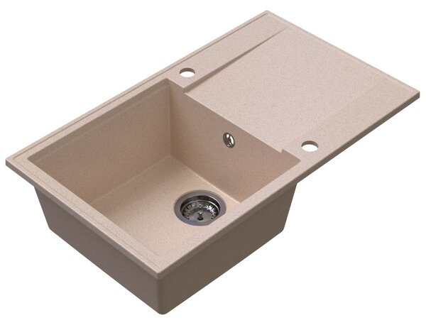 Chiuvetă de bucătărie Sink Quality Sink55, granit 780x460x215 mm + sifon grafit, bej, SKQ-SINK.P.1KDOL.XB