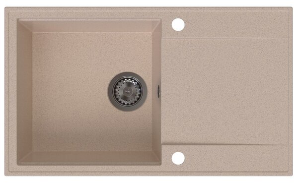 Chiuvetă de bucătărie Sink Quality Sink55, granit 780x460x215 mm + sifon grafit, bej, SKQ-SINK.P.1KDOL.XB