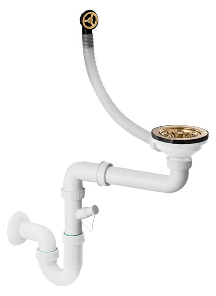 Chiuvetă de bucătărie Sink Quality Sink55 din granit 780x460x215 mm + sifon auriu, grafit, SKQ-SINK.G.1KDOL.XG