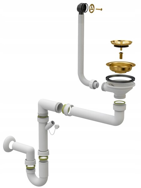 Chiuvetă de bucătărie Sink Quality Sink55 din granit 780x460x215 mm + sifon auriu, grafit, SKQ-SINK.G.1KDOL.XG
