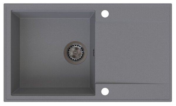 Chiuvetă de bucătărie Sink Quality Sink55, granit 780x460x215 mm + sifon grafit, gri, SKQ-SINK.D.1KDOL.XB