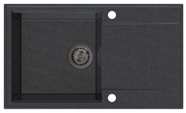 Chiuvetă de bucătărie Sink Quality Sink55, granit 780x460x215 mm + sifon grafit, negru pătat, SKQ-SINK.B.1KDOL.XB