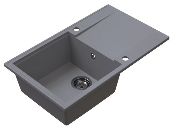 Chiuvetă de bucătărie Sink Quality Sink55, granit 780x460x215 mm + sifon grafit, gri, SKQ-SINK.D.1KDOL.XB