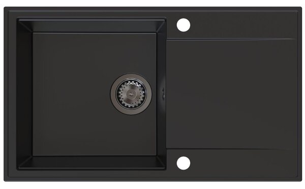 Chiuvetă de bucătărie Sink Quality Sink55, granit 780x460x215 mm + sifon grafit, negru, SKQ-SINK.C.1KDOL.XB