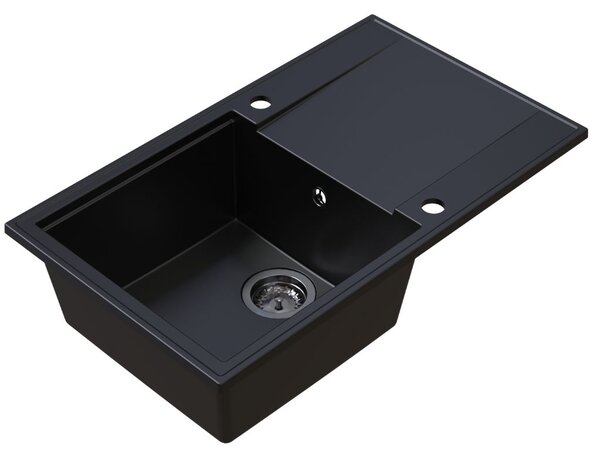 Chiuvetă de bucătărie Sink Quality Sink55, granit 780x460x215 mm + sifon grafit, negru, SKQ-SINK.C.1KDOL.XB