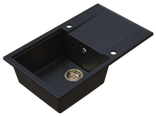 Chiuvetă de bucătărie Sink Quality Sink55 din granit 780x460x215 mm + sifon auriu, grafit, SKQ-SINK.G.1KDOL.XG
