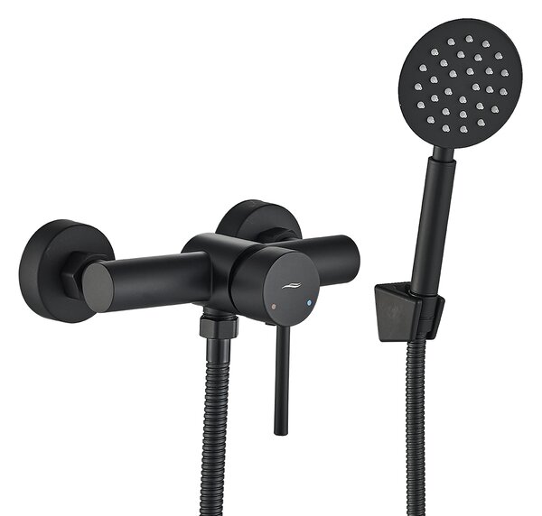 Kuchinox Noia, baterie duș de perete cu set de duș manual, negru mat, LAV-BNK_741D