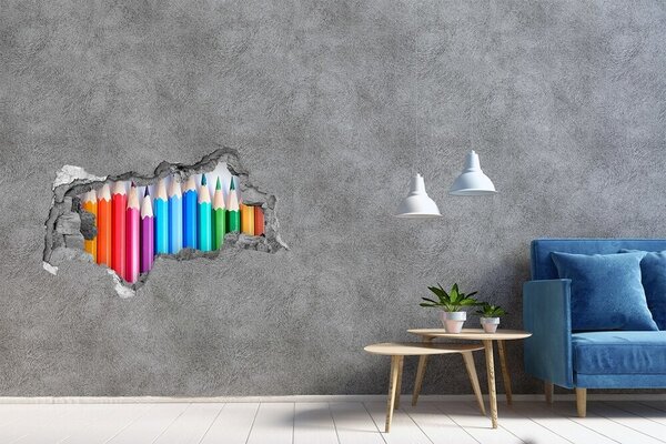 Autocolant gaură 3D Lumea colorată a creioanelor colorate
