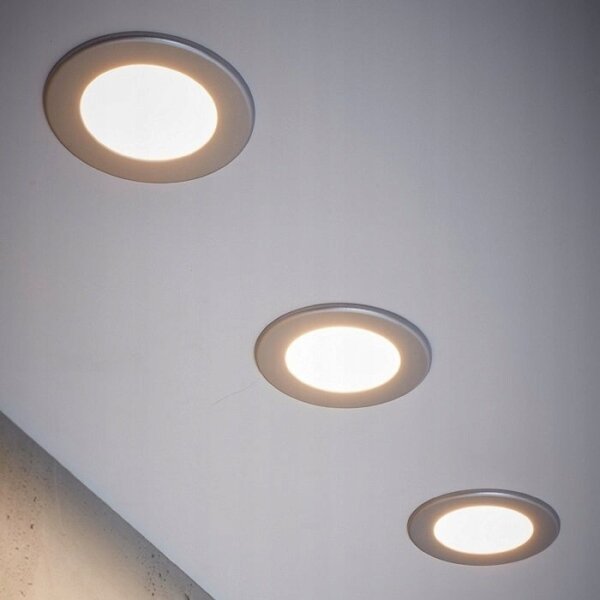 Set 3x spoturi LED încastrate pentru baie, LED/6W/230V, IP44, argintiu