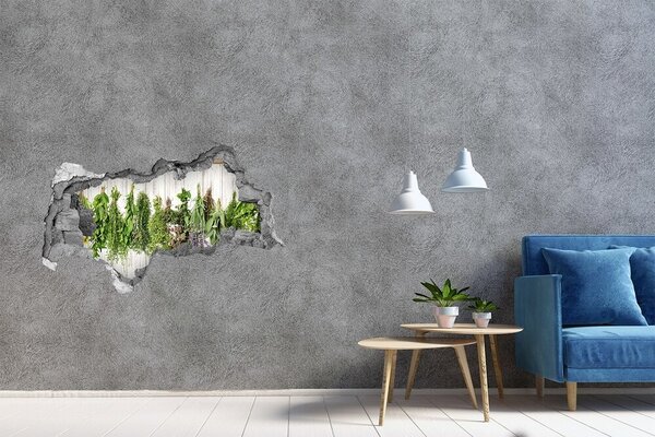Autocolant gaură 3D Grădina de plante aromatice în ruine