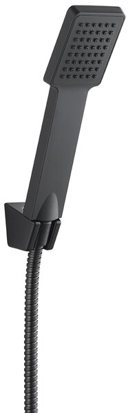 Laveo Kvadrato, baterie duș cu set de duș manual Orca, negru mat, LAV-BLQA740D