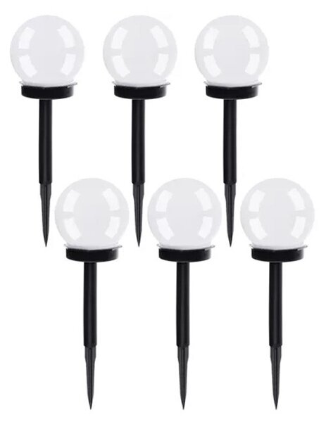 Lampi solare pentru alei, set 6 globuri, senzor amurg, LED cu lumina rece, timp de lucru 6 ore