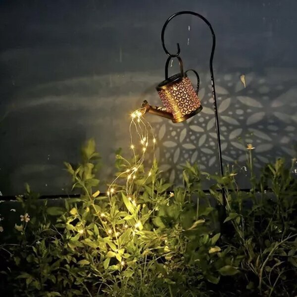 Lampa solara LED alb cald, tip stropitoare, senzor crepuscular, buton ON/OFF