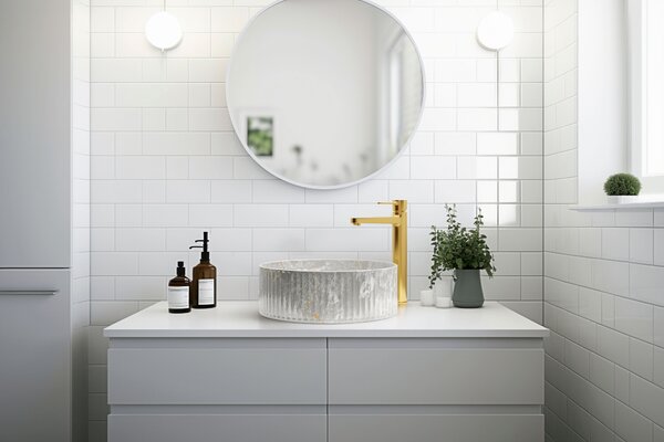 Lavoar de blat Invena Glamour Trend, 360x360x120 mm, imitație piatră, INV-CE-63-703-C