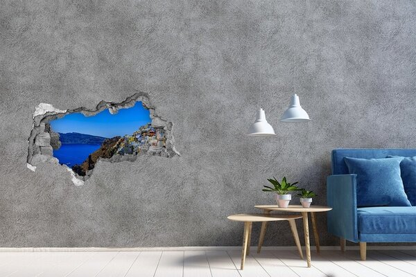 Fototapet 3D gaură în perete Santorini în lumina soarelui