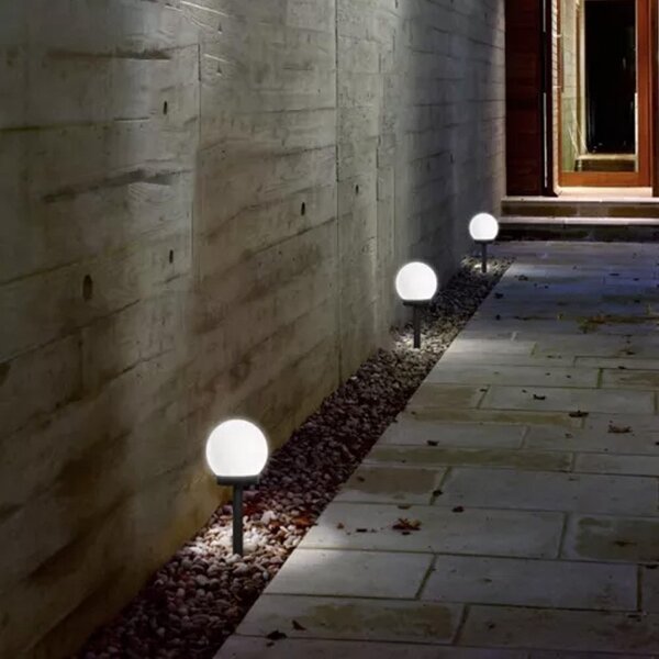 Lampi solare pentru alei, set 6 globuri, senzor amurg, LED cu lumina rece, timp de lucru 6 ore