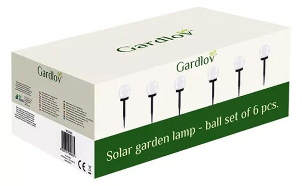 Lampi solare pentru alei, set 6 globuri, senzor amurg, LED cu lumina rece, timp de lucru 6 ore