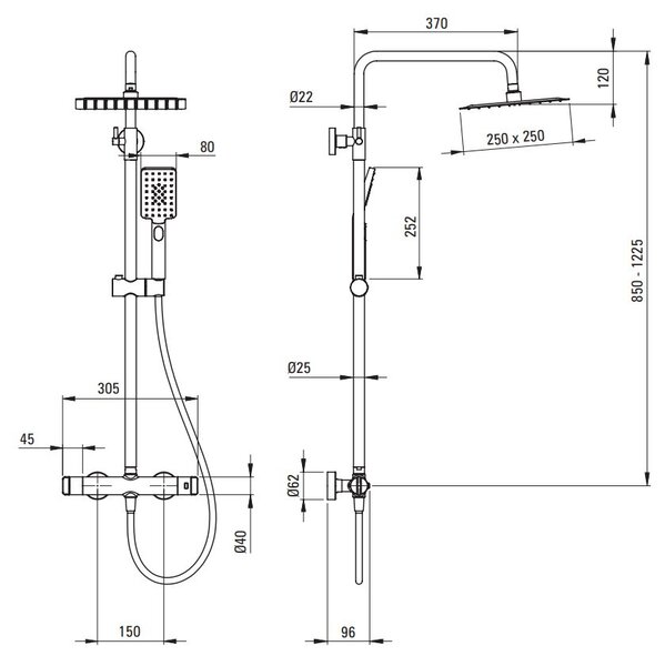 Coloana de dus cu baterie termostatică NAC_Z4HT