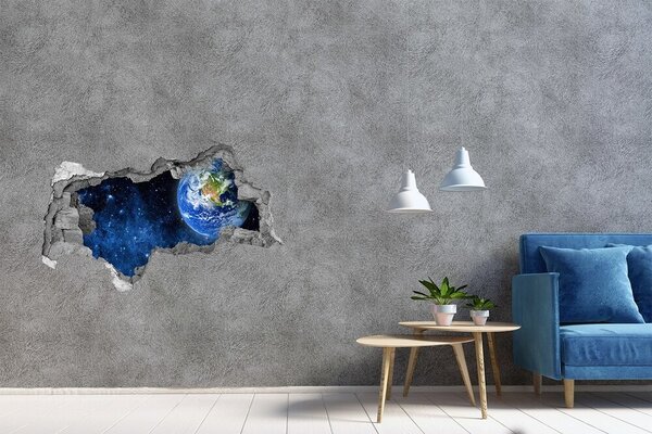 Autocolant gaură 3D Vedere cosmică dintr-o gaură în perete