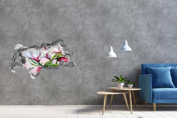 Autocolant gaură 3D Un paradis al florilor în spatele zidului