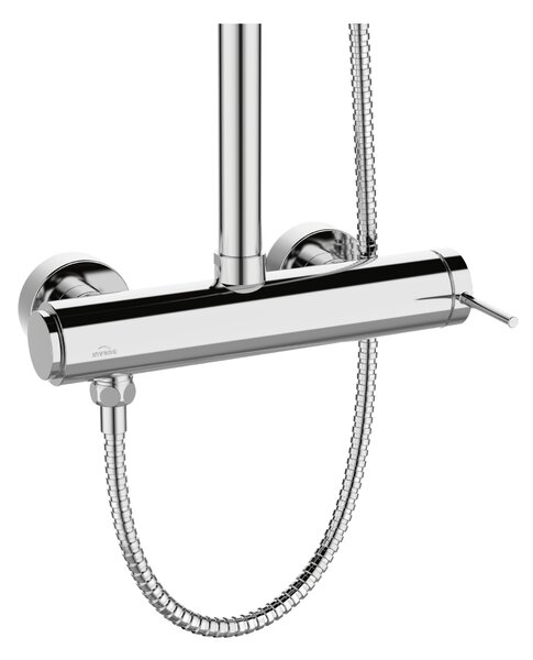 Invena Kalitea, baterie monocomandă de duș cu cap de duș tip ploaie 22x22 cm și cap de duș manual, cromat, INV-AU-72-001-V