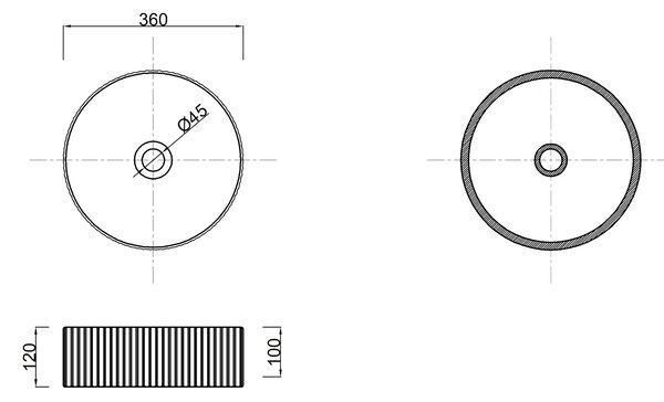 Lavoar de blat Invena Glamour Trend, 360x360x120 mm, imitație piatră, INV-CE-63-703-C