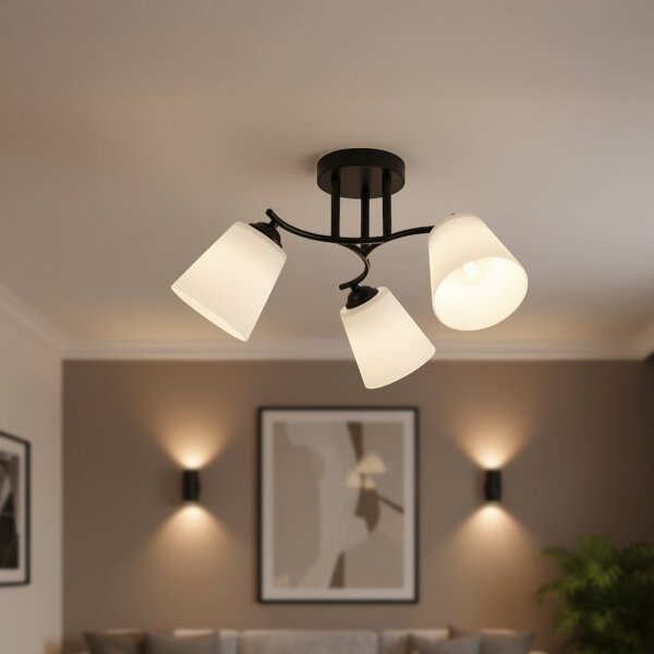 Plafonieră PAFOS, 3xE27, 15W, 230V, negru
