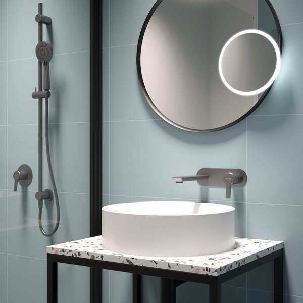 Arnika titanium coloana de dus incastrat cu baterie , para de dus, si dispersor fix NAC_D9TP