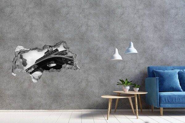 Autocolant de perete gaură 3D Turnul Eiffel într-un decor monocromatic