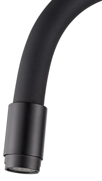 Invena Ligaria, baterie de bucătărie înaltă cu braț elastic, sistem Eco Start, negru mat, INV-BZ-39-004-L