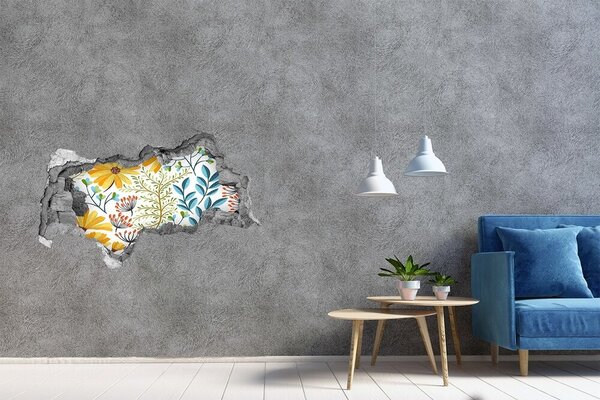 Autocolant de perete gaură 3D Un paradis al florilor în spatele zidului