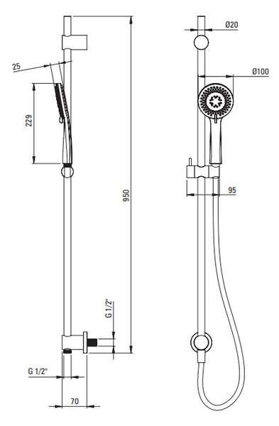 Arnika titanium coloana de dus incastrat cu baterie , para de dus, si dispersor fix NAC_D9TP