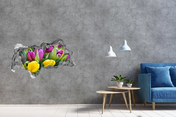 Autocolant de perete gaură 3D Un paradis floral cu o gaură în perete