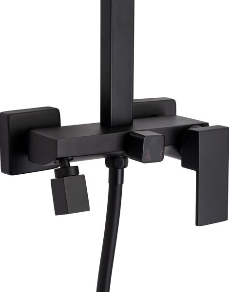 Invena Paros, set de duș cu baterie cu 3 funcții, duș fix și duș manual, negru mat, INV-AU-33-B04-C