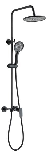 Invena Rikia, set de duș cu baterie cu 3 funcții, duș manual și duș fix, negru mat, INV-AU-24-B04-G