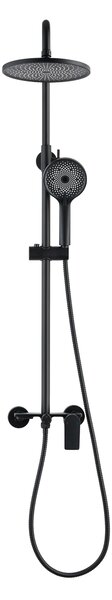 Invena Rikia, set de duș cu baterie cu 3 funcții, duș manual și duș fix, negru mat, INV-AU-24-B04-G