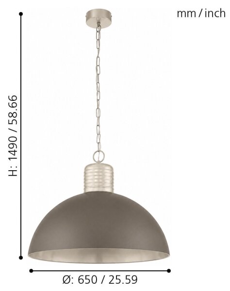 Eglo 49107 - Lustră pe lanț COLDRIDGE 1xE27/60W/230V
