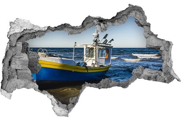 Fototapet 3D gaură în perete Barcă de pescuit pe mare