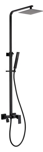 Invena Paros, set de duș cu baterie cu 3 funcții, duș fix și duș manual, negru mat, INV-AU-33-B04-C