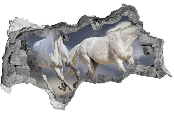 Autocolant gaură 3D White Beach Horse
