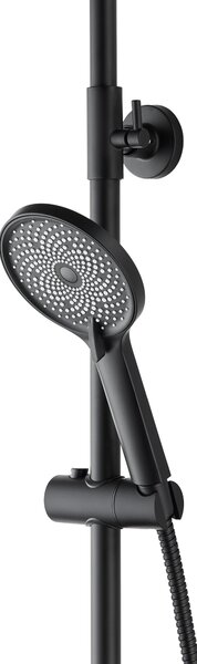 Invena Rikia, set de duș cu baterie cu 3 funcții, duș manual și duș fix, negru mat, INV-AU-24-B04-G